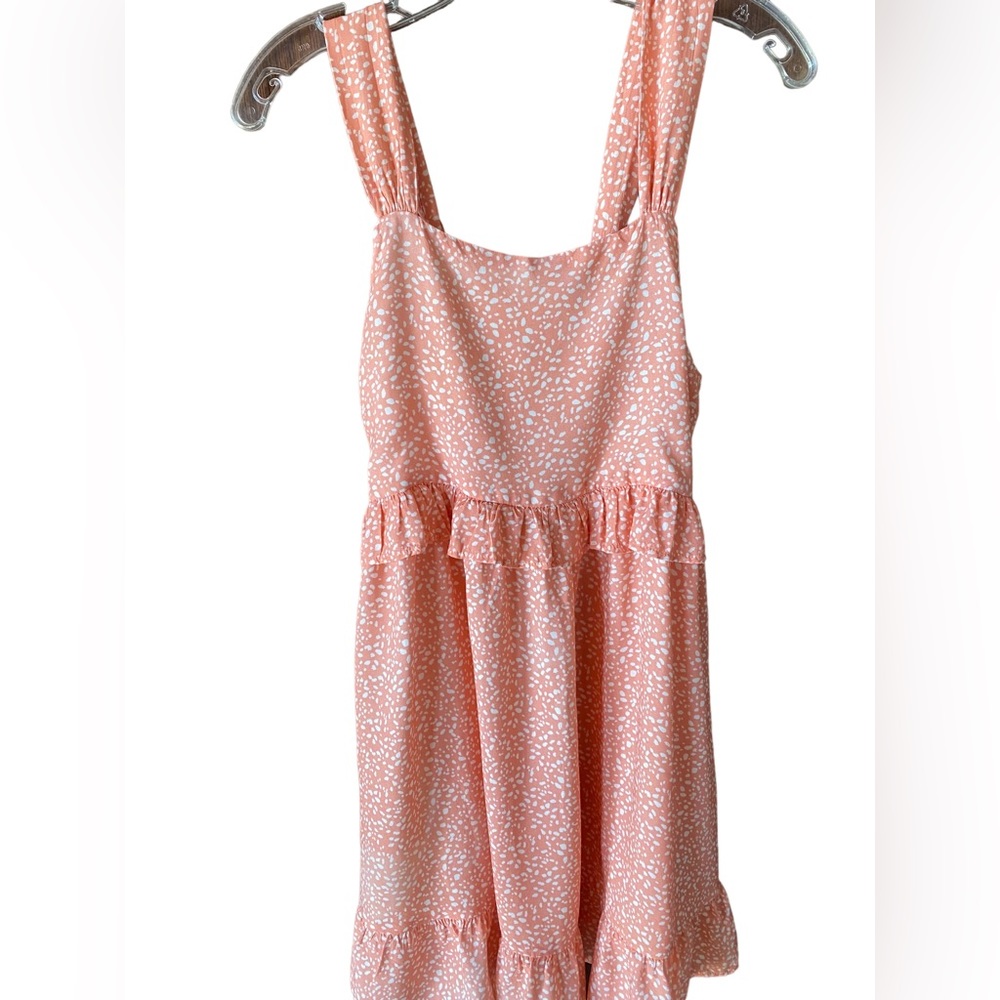 - Feather 4 Arrow Girls Junior Size 14 Peach & White Print Dress Great Condition